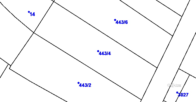 Parcela st. 443/4 v KÚ Chabeřice, Katastrální mapa