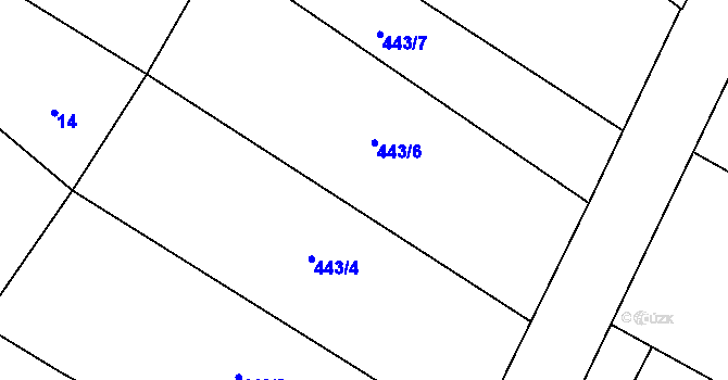 Parcela st. 443/8 v KÚ Chabeřice, Katastrální mapa