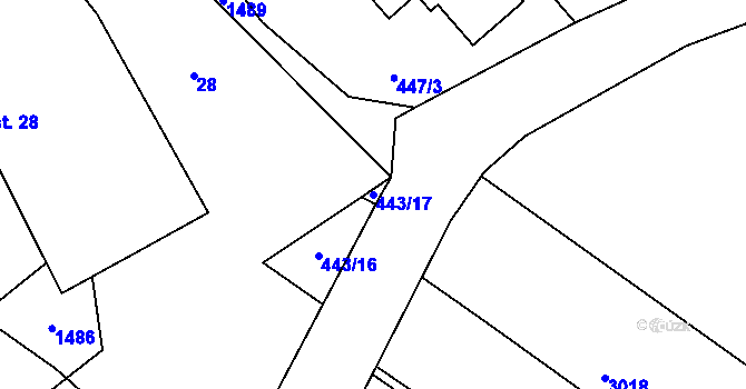 Parcela st. 443/17 v KÚ Chabeřice, Katastrální mapa