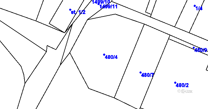 Parcela st. 480/4 v KÚ Chabeřice, Katastrální mapa