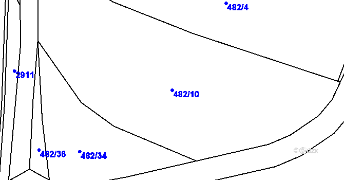 Parcela st. 482/10 v KÚ Chabeřice, Katastrální mapa