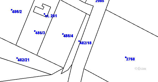 Parcela st. 482/18 v KÚ Chabeřice, Katastrální mapa