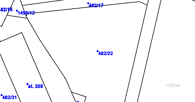 Parcela st. 482/22 v KÚ Chabeřice, Katastrální mapa