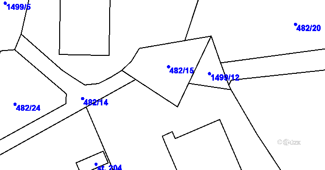 Parcela st. 482/25 v KÚ Chabeřice, Katastrální mapa