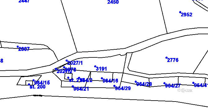 Parcela st. 2027 v KÚ Chabeřice, Katastrální mapa