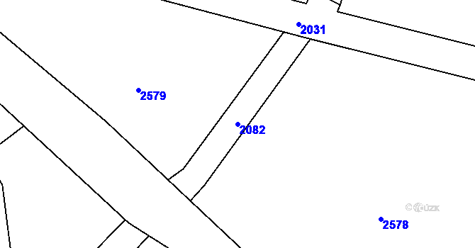 Parcela st. 2082 v KÚ Chabeřice, Katastrální mapa