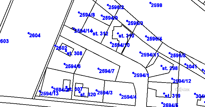 Parcela st. 2594 v KÚ Chabeřice, Katastrální mapa