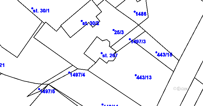 Parcela st. 267 v KÚ Chabeřice, Katastrální mapa