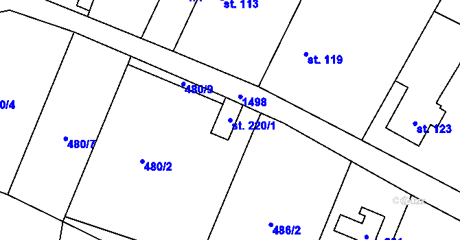 Parcela st. 220/1 v KÚ Chabeřice, Katastrální mapa
