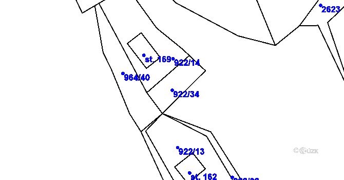 Parcela st. 922/34 v KÚ Chabeřice, Katastrální mapa