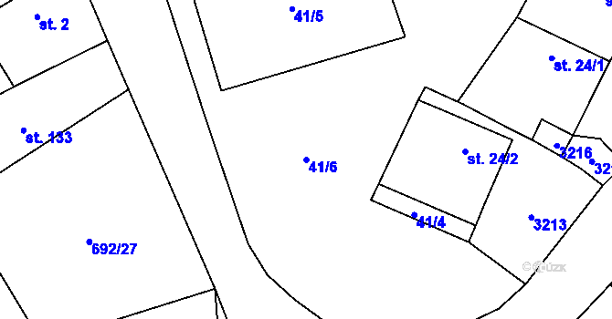 Parcela st. 41/6 v KÚ Chabeřice, Katastrální mapa