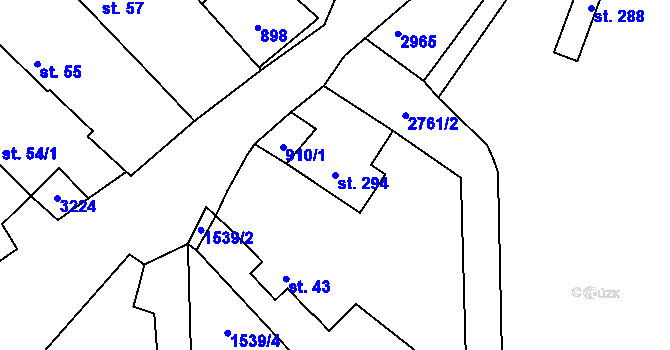 Parcela st. 294 v KÚ Chabeřice, Katastrální mapa