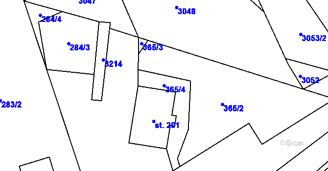 Parcela st. 365/4 v KÚ Chabeřice, Katastrální mapa