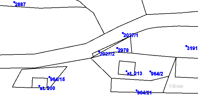 Parcela st. 2027/2 v KÚ Chabeřice, Katastrální mapa