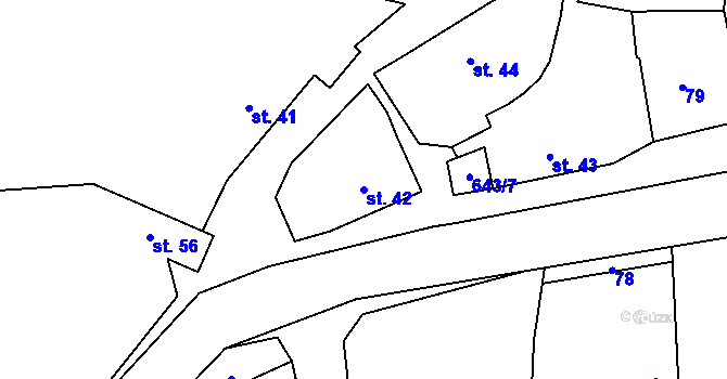 Parcela st. 42 v KÚ Hlásnice u Šternberka, Katastrální mapa