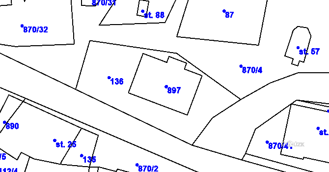 Parcela st. 21 v KÚ Chabičov, Katastrální mapa