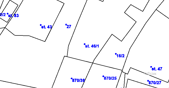 Parcela st. 46/1 v KÚ Chabičov, Katastrální mapa
