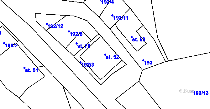 Parcela st. 52 v KÚ Chabičov, Katastrální mapa