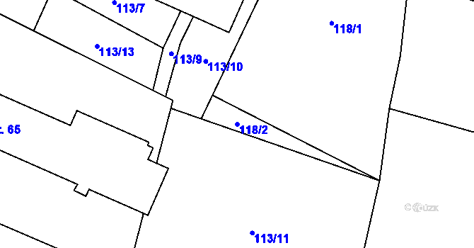 Parcela st. 118/2 v KÚ Chabičov, Katastrální mapa