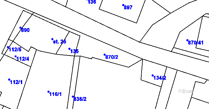 Parcela st. 870/2 v KÚ Chabičov, Katastrální mapa