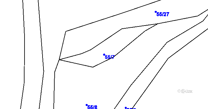 Parcela st. 55/7 v KÚ Chabičov, Katastrální mapa