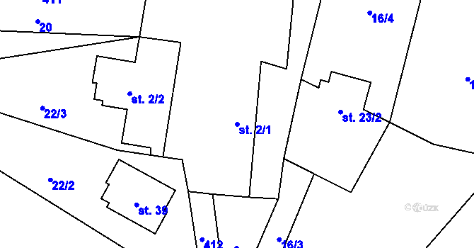 Parcela st. 2/1 v KÚ Chabrovice, Katastrální mapa