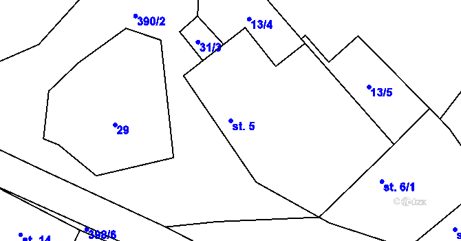 Parcela st. 5 v KÚ Chabrovice, Katastrální mapa