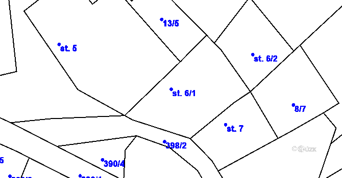 Parcela st. 6/1 v KÚ Chabrovice, Katastrální mapa