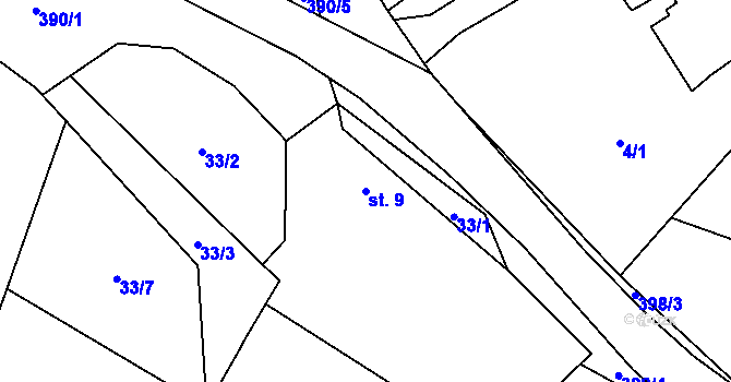 Parcela st. 9 v KÚ Chabrovice, Katastrální mapa