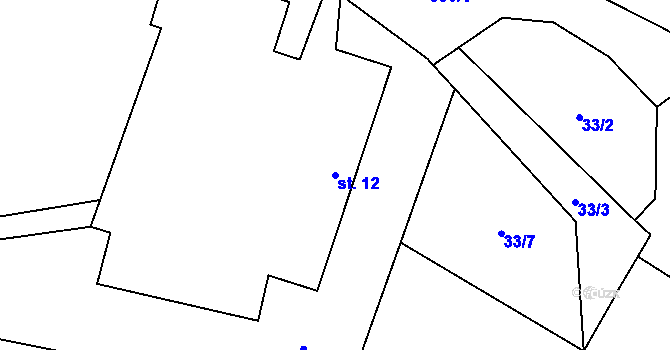 Parcela st. 12 v KÚ Chabrovice, Katastrální mapa