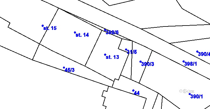 Parcela st. 13 v KÚ Chabrovice, Katastrální mapa