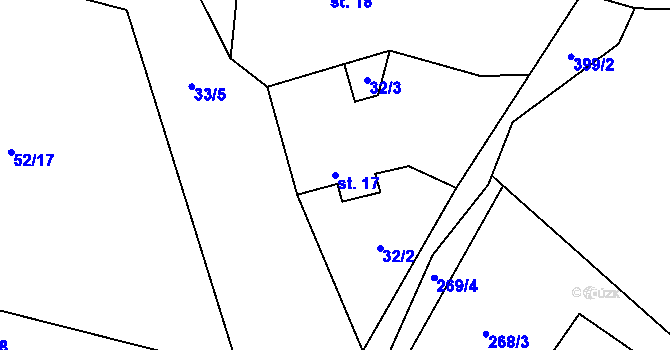 Parcela st. 17 v KÚ Chabrovice, Katastrální mapa