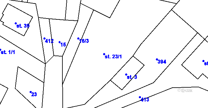 Parcela st. 23/1 v KÚ Chabrovice, Katastrální mapa
