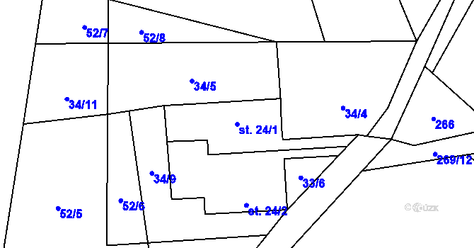 Parcela st. 24/1 v KÚ Chabrovice, Katastrální mapa