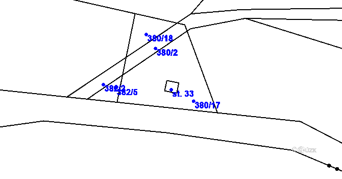 Parcela st. 33 v KÚ Chabrovice, Katastrální mapa