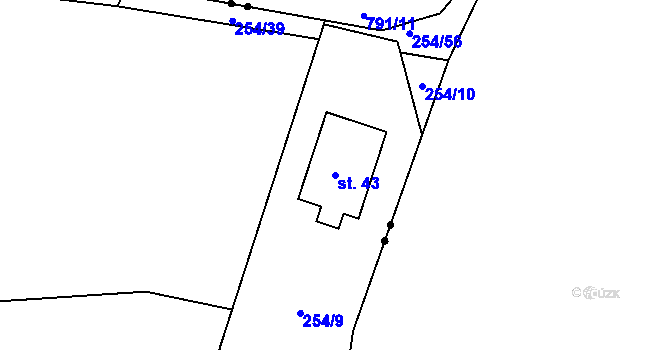 Parcela st. 43 v KÚ Chabrovice, Katastrální mapa
