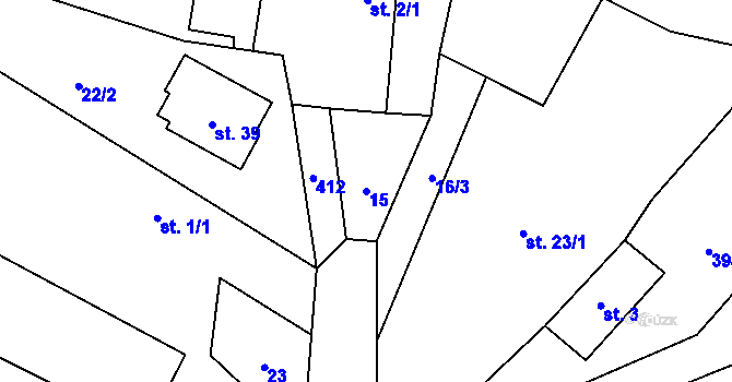 Parcela st. 15 v KÚ Chabrovice, Katastrální mapa