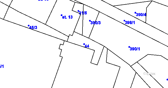 Parcela st. 44 v KÚ Chabrovice, Katastrální mapa