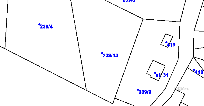 Parcela st. 239/13 v KÚ Chabrovice, Katastrální mapa