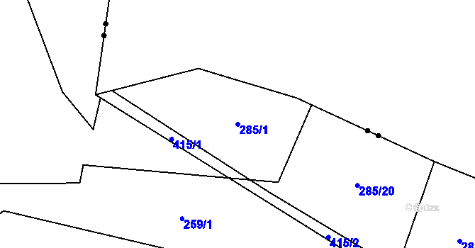 Parcela st. 285/1 v KÚ Chabrovice, Katastrální mapa