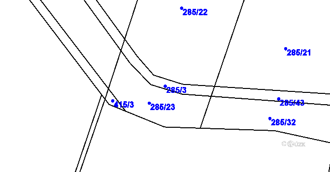 Parcela st. 285/3 v KÚ Chabrovice, Katastrální mapa
