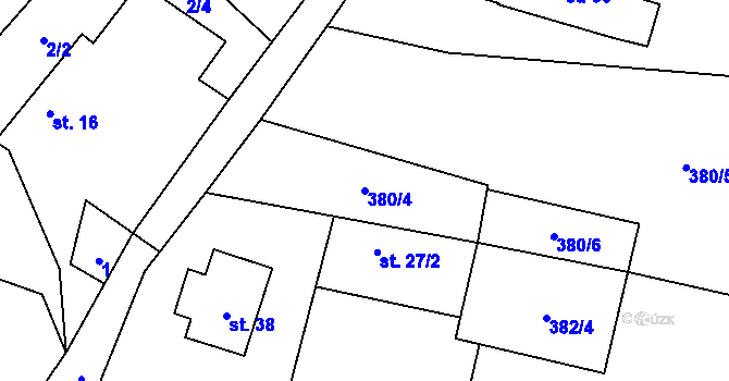 Parcela st. 380/4 v KÚ Chabrovice, Katastrální mapa