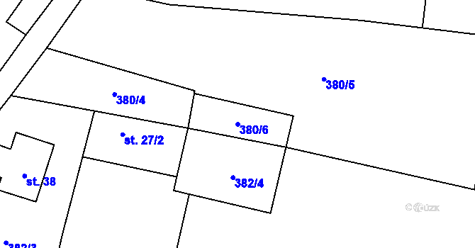 Parcela st. 380/6 v KÚ Chabrovice, Katastrální mapa