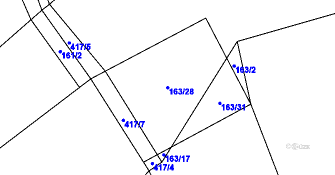 Parcela st. 163/28 v KÚ Chabrovice, Katastrální mapa