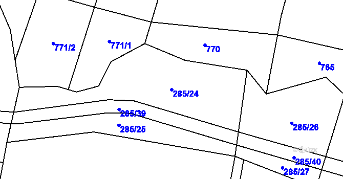 Parcela st. 285/24 v KÚ Chabrovice, Katastrální mapa