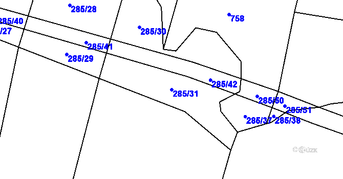 Parcela st. 285/31 v KÚ Chabrovice, Katastrální mapa