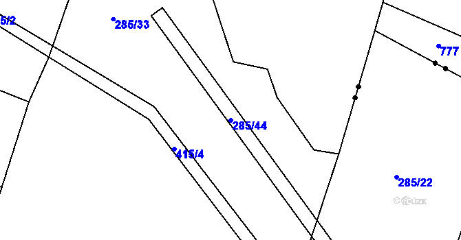 Parcela st. 285/44 v KÚ Chabrovice, Katastrální mapa