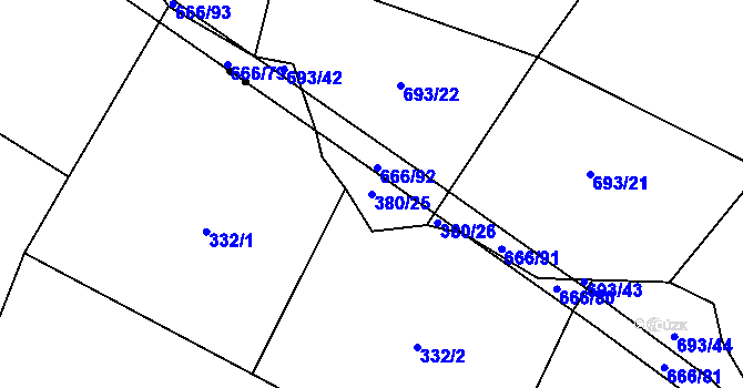 Parcela st. 380/25 v KÚ Chabrovice, Katastrální mapa