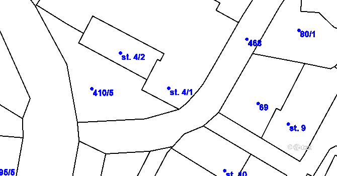 Parcela st. 4/1 v KÚ Chacholice, Katastrální mapa