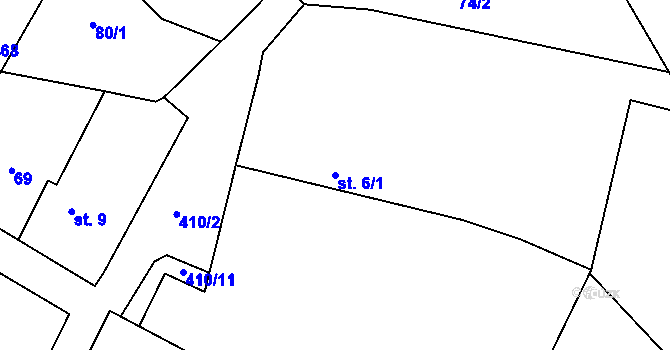 Parcela st. 6/1 v KÚ Chacholice, Katastrální mapa